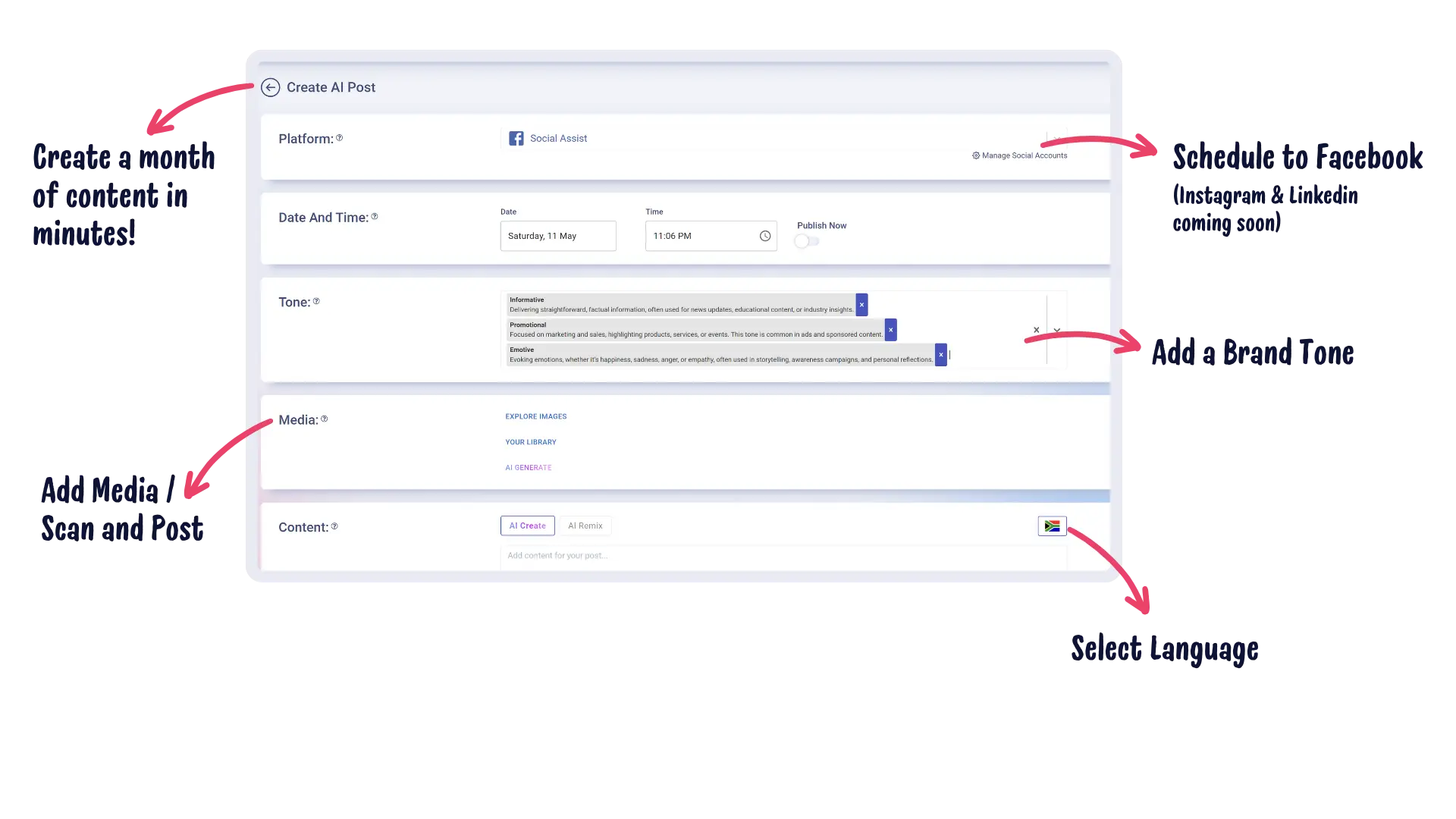 Social Assist Create Post And Features